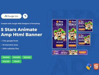 5 Stars Animate Ads Template AMPHTML Banners Yazı Tipi