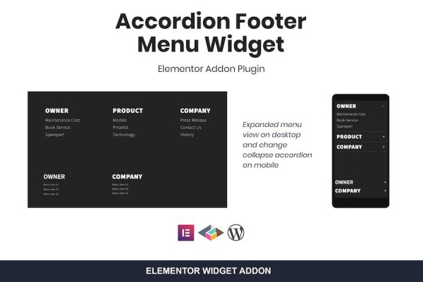 Accordion Footer Menu Widget For Elementor WordPress Eklentisi