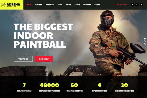 Adrena - Airsoft Club & Paintball WordPress Teması