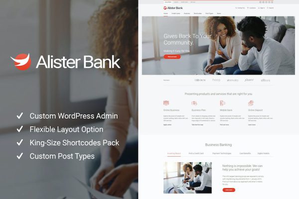 Alister Bank - Credits & Banking Finance WP Theme WordPress Teması