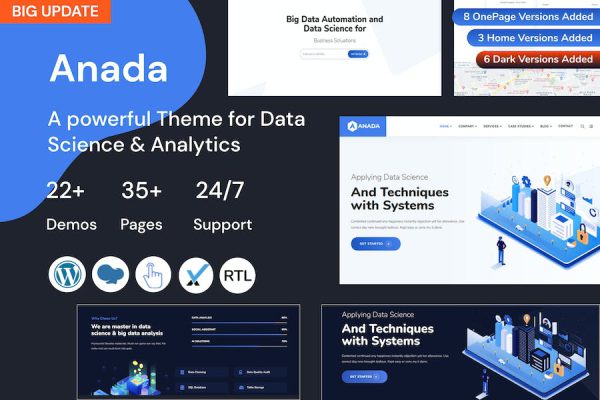 Anada -Data Science & Analytics Landing Page Theme WordPress Teması