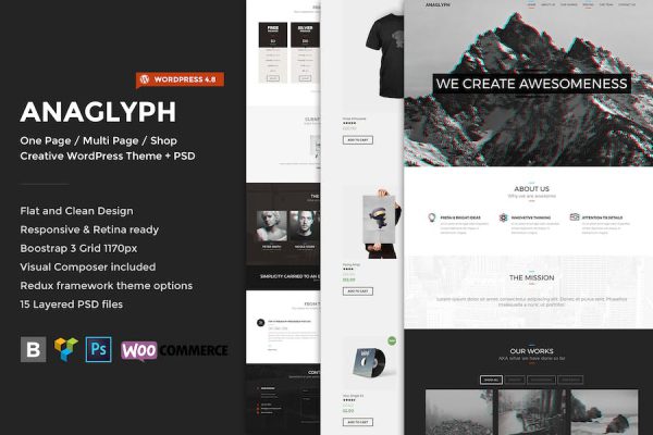 Anaglyph - One page / Multipage WordPress Teması