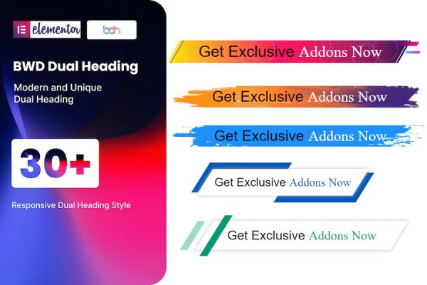 BWD Dual Heading addon for elementor WordPress Eklentisi