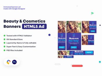 Beauty and Cosmetics Banners HTML5 - GWD & PSD Yazı Tipi