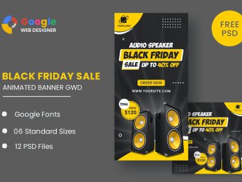 Black Friday Sale Audio HTML5 Banner Ads GWD Yazı Tipi