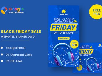 Black Friday Sale Headphone HTML5 Banner Ads GWD Yazı Tipi