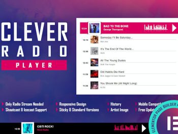 CLEVER - HTML5 Radio Player & History - Elementor WordPress Eklentisi