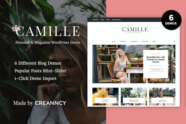 Camille - Personal & Magazine  Blog Theme WordPress Teması