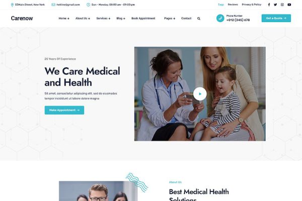 Carenow – Medical & Dentist WordPress Teması