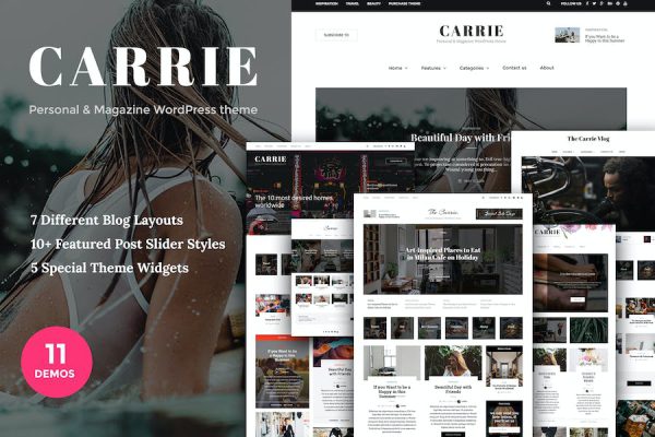 Carrie - Personal & Magazine WordPress Teması