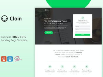 Cloin - HTML Landing Page Template + RTL Yazı Tipi