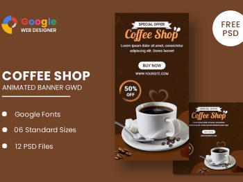 Coffee Shop Animated Banner Google Web Designer Yazı Tipi