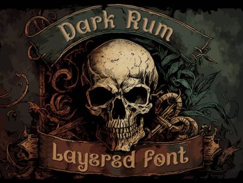 Dark rum. Vintage layered font Yazı Tipi