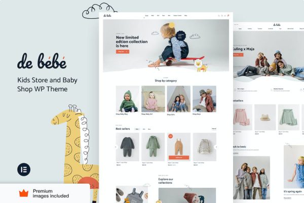 Debebe - Baby Children Kids Shop Elementor Pro WordPress Teması