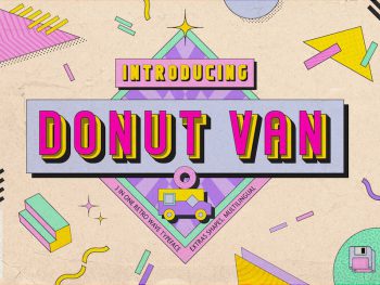 Donut Van - Trio Retro Wave Font Yazı Tipi