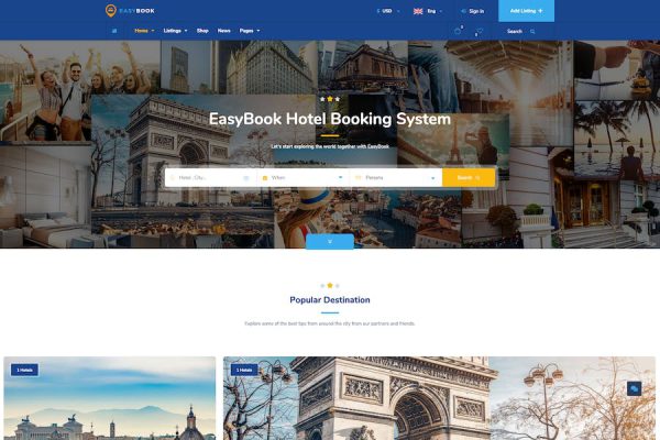 EasyBook – Hotel & Tour Booking WordPress Teması