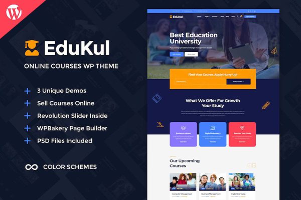 Edukul - Online Courses WordPress Teması