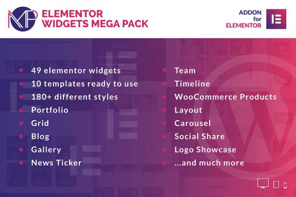 Elementor Widgets Mega Pack - Addons for Elementor WordPress Eklentisi