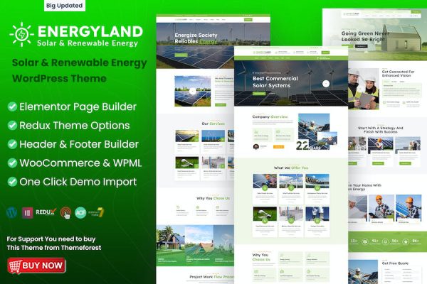 Energyland - Solar & Renewable Energy WP Theme WordPress Teması