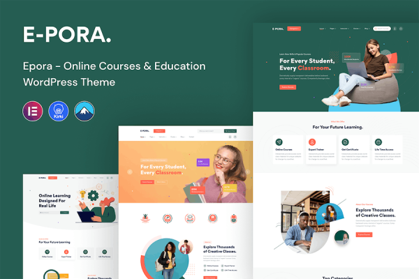 Epora - Online Courses & Education WordPress Teması