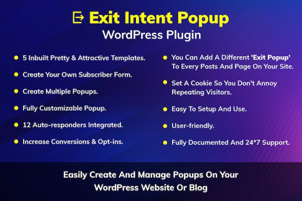 Exit Intent Popup WordPress Plugin WordPress Eklentisi