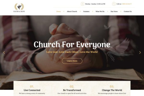 Faith & Hope - A Modern Church & Religion WordPre WordPress Teması