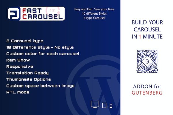 Fast Carousel for Gutenberg - WordPress Plugin WordPress Eklentisi