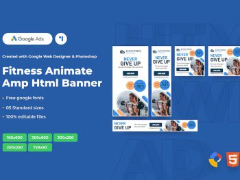 Fitness Animate Ads Template AMP HTML Banners Yazı Tipi