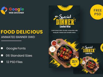 Food Dinner Animated Banner GWD Yazı Tipi