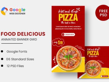 Food Pizza Animated Banner GWD Yazı Tipi