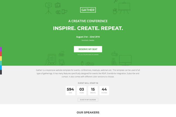 Gather - Event & Conference Landing Page WP Theme WordPress Teması