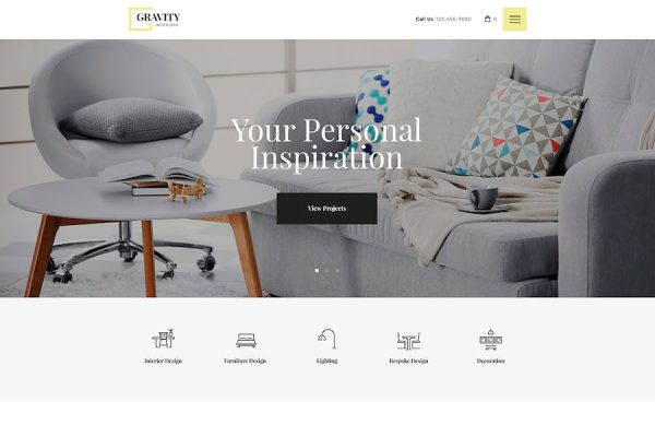 Gravity - A Contemporary Interior Design & Furnitu WordPress Teması