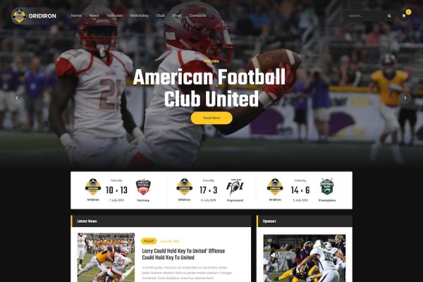 Gridiron - American Football & NFL Team WordPress Teması