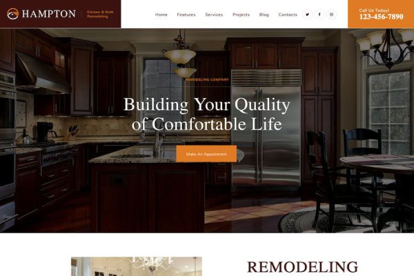 Hampton -Home Design and House Renovation WP Theme WordPress Teması