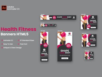 Health & Fitness HTML Banner Ads- Animate CC Yazı Tipi