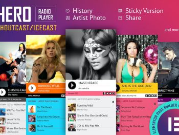 Hero - Shoutcast Icecast Radio Player - Elementor WordPress Eklentisi