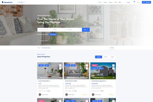 HomeRadar - Real Estate & Listing WordPress Teması