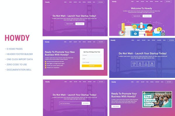 Howdy - Multipurpose Landing Page WordPress Teması