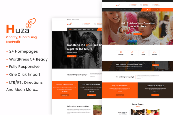 Huza - Charity/Fundraising WordPress Teması