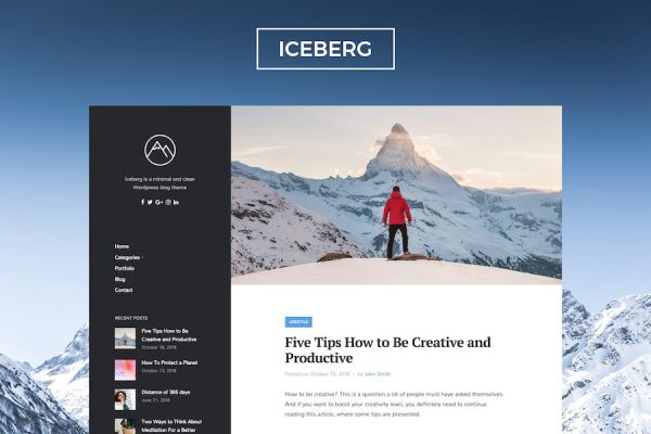 Iceberg - Clean & Modern  Blog Theme WordPress Teması