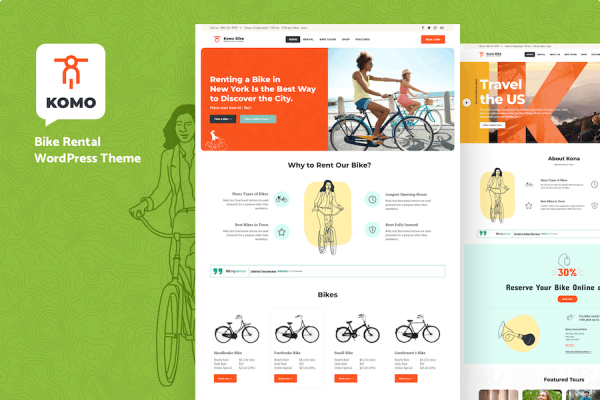 Komo - Bike Rental Shop WordPress Teması