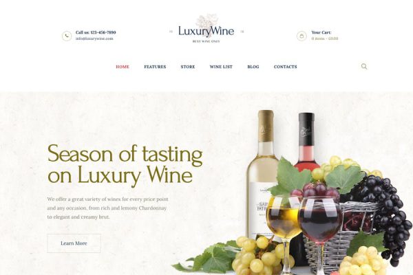 Luxury Wine - Liquor Store & Vineyard WP Theme WordPress Teması