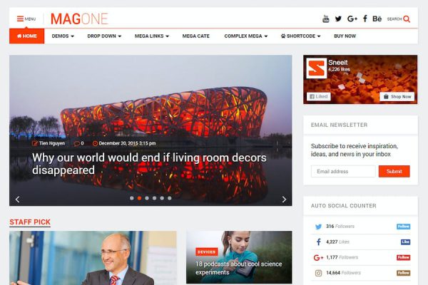 MagOne -­ Responsive Magazine & News  The WordPress Teması