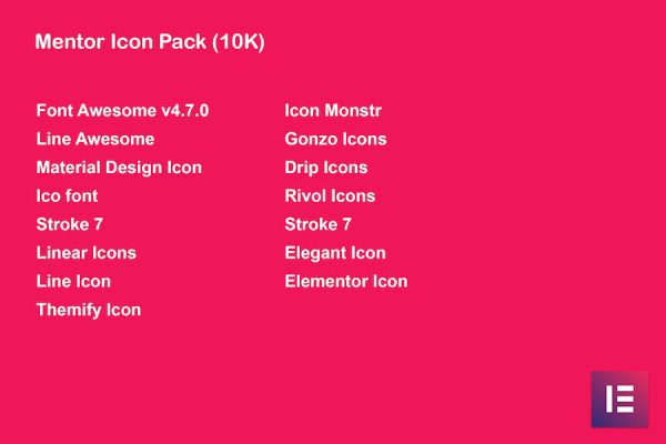 Mentor Icon Pack for Elementor Page Builder WordPress Eklentisi