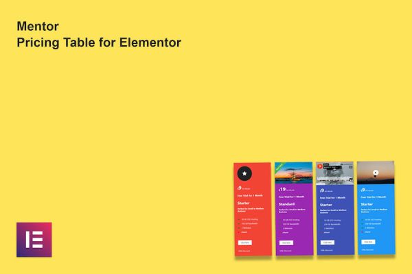 Mentor Pricing Table for Elementor WordPress Eklentisi