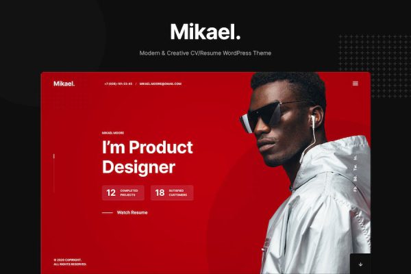 Mikael - Modern & Creative CV/Resume WP Theme WordPress Teması