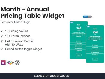 Month - Annual Pricing Table Widget For Elementor WordPress Eklentisi