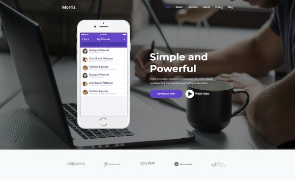 Morris -  App & Product Landing Page WordPress Teması