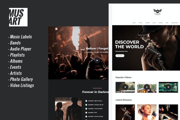 Musart - Music Label and Artists WordPress Teması