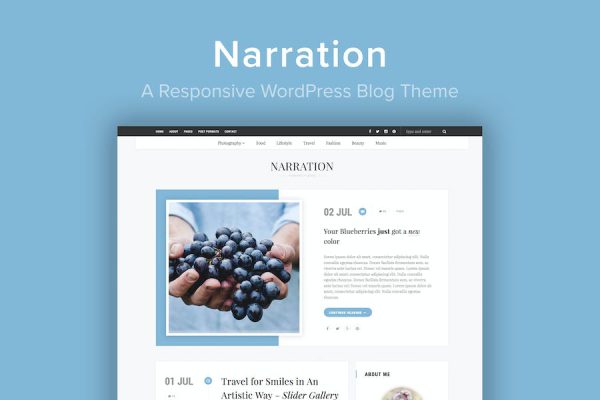 Narration - A Responsive  Blog Theme WordPress Teması